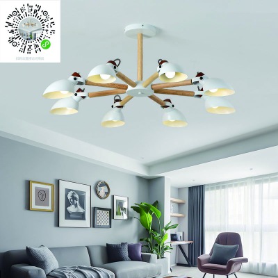 北歐馬卡龍風格燈具客廳吊燈簡約現代大廳燈原木燈餐廳臥室創意燈