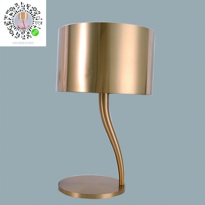 現(xiàn)代后現(xiàn)代創(chuàng)意簡約金色鐵罩設(shè)計(jì)師樣板房客廳臥室床頭 書房臺燈